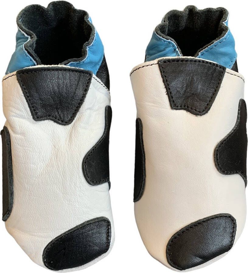 Baby Dutch leren babyslofjes koe blauw (XS) 3-6 maanden