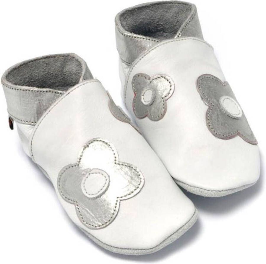 Baby Dutch Meisjes babyslofjes bloem wit zilver