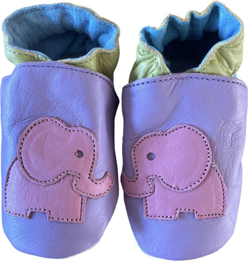 Baby Dutch Pastelkleurige leren babyslofjes van Olifant maat M (