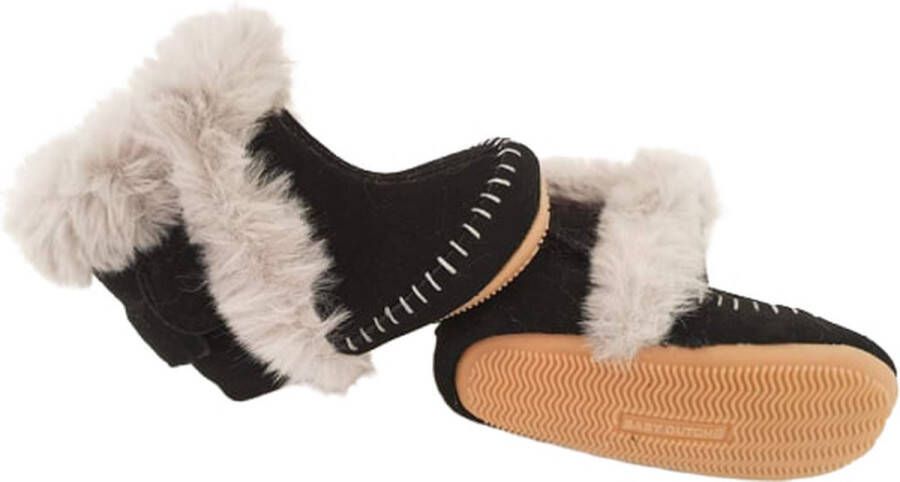 Baby Dutch Winterschoen Baby Hoge Bootie Zwart Boot Bont Suede Schoen met veter