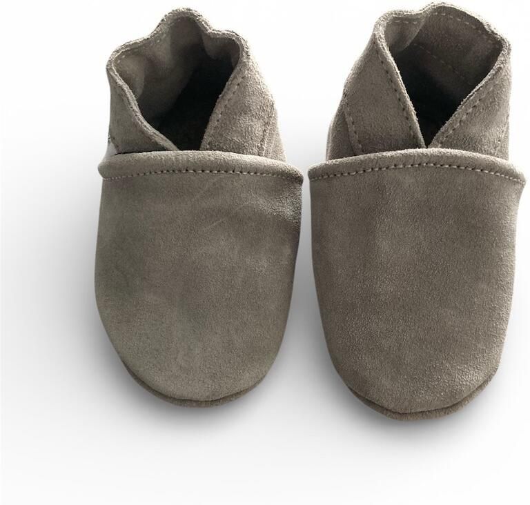 Baby-slofje Lichtgrijze suede babyslofjes van