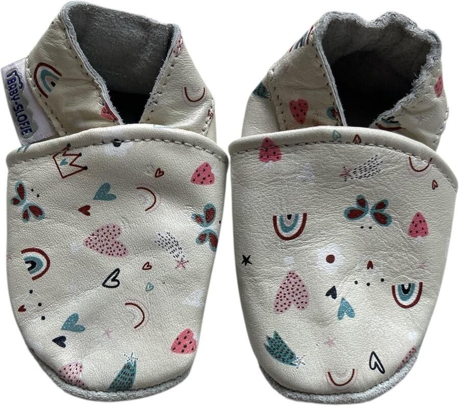 Baby-slofje Schattig bedrukte leren babyslofjes van