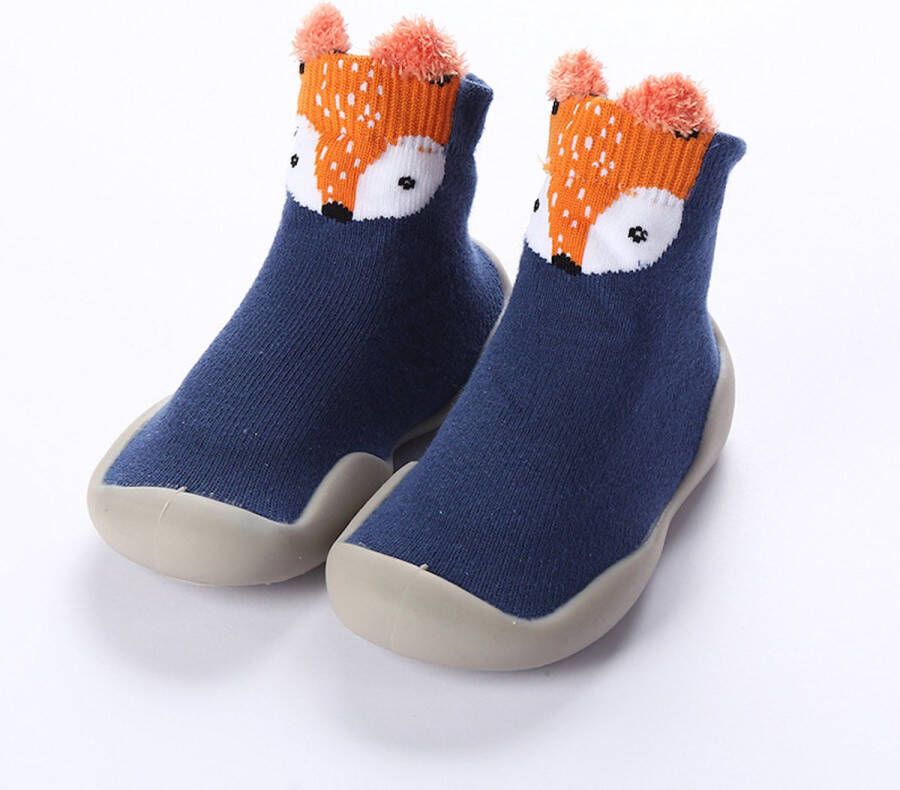 Baby-slofje.nl Anti-Slip Babyschoentjes Soksloffen Eerste Loopschoentjes van Baby-Slofje Blauw Vos