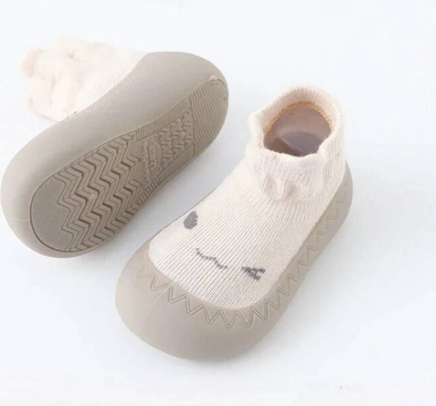 Baby-slofje.nl Anti-slip babyschoentjes Soksloffen Eerste loopschoentjes van Baby-Slofje Cutie beige