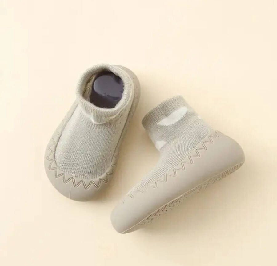 Baby-slofje.nl Anti-slip babyschoentjes Soksloffen Eerste loopschoentjes van Baby-Slofje Grijs