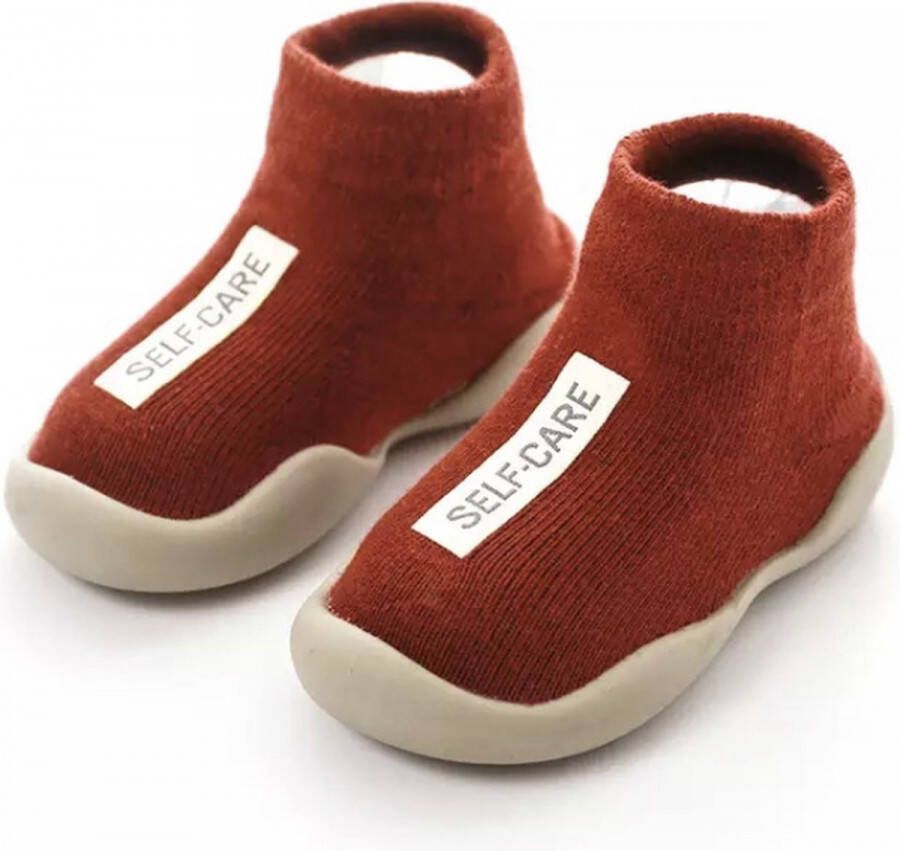 Anti slip schoenen voor kinderen Sloffen van Baby slofje Herfst Winter Donkerrood