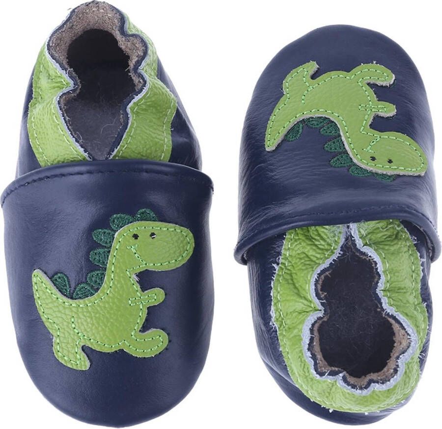 Baby-slofje.nl Leren donkerblauwe babyslofjes van Baby-Slofje Dino