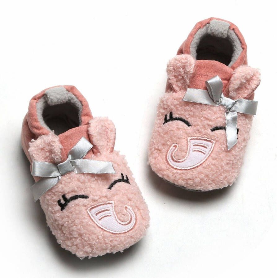 Baby-slofje.nl Roze olifant warme en schattige babyslofjes van Baby-Slofje -12 maanden 12 cm zool - Foto 4