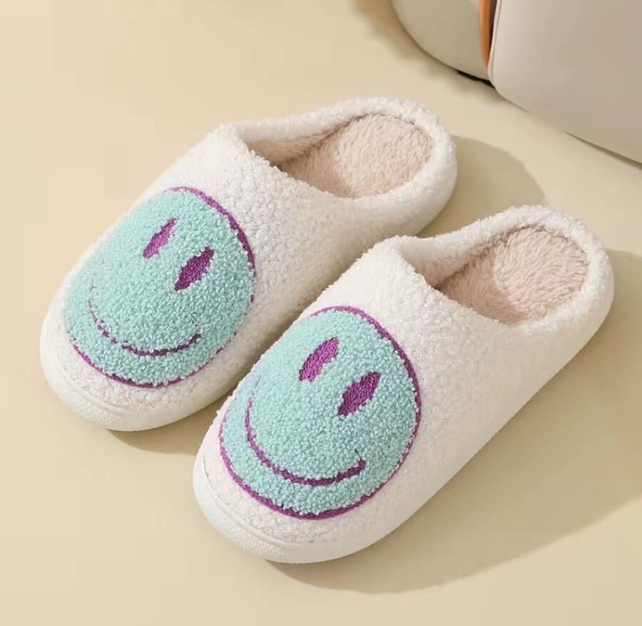 Baby-slofje.nl Smiley Pantoffels van Baby-Slofje Smiley Sloffen Pantoffels Sloffen instappers Kinderen Wit Mint