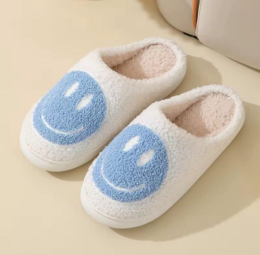 Baby-slofje.nl Smiley Pantoffels van Baby-Slofje Smiley Sloffen Pantoffels Sloffen instappers Kinderen Wit Lichtblauw