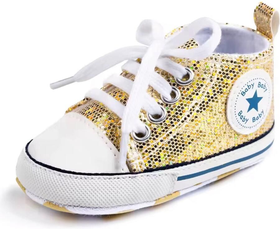 Baby-slofje.nl Stoere Baby Schoenen Babysneakers van Baby-Slofje Goud glitter (