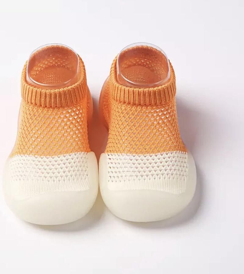 Baby-slofje.nl Waterschoentjes Zwemschoentjes Strandschoentjes van Baby-Slofje oranje-wit