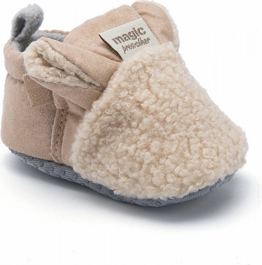 Baby-slofje.nl Beige warme en schattige babyslofjes van Baby-Slofje -12 maanden 12 cm zool