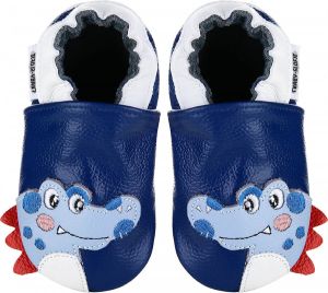 Baby-slofje.nl Blauwe leren babyslofjes van Baby-Slofje Krokodil