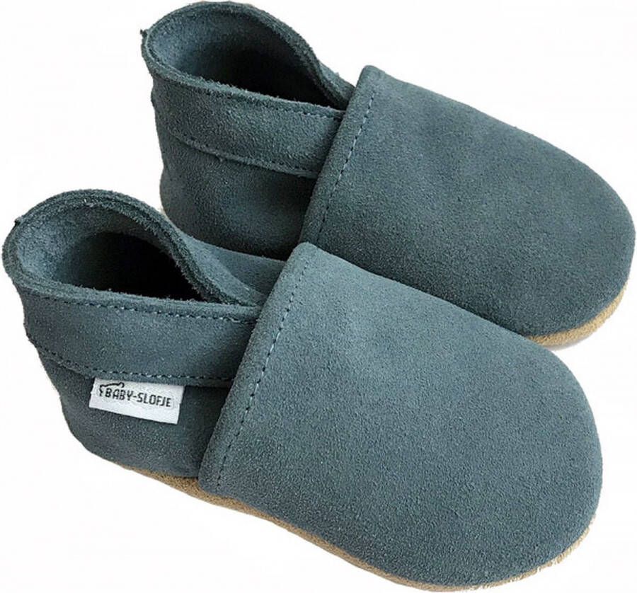 Baby-slofje.nl Blauw grijze suede babyslofjes van Baby-Slofje Glacier Lake