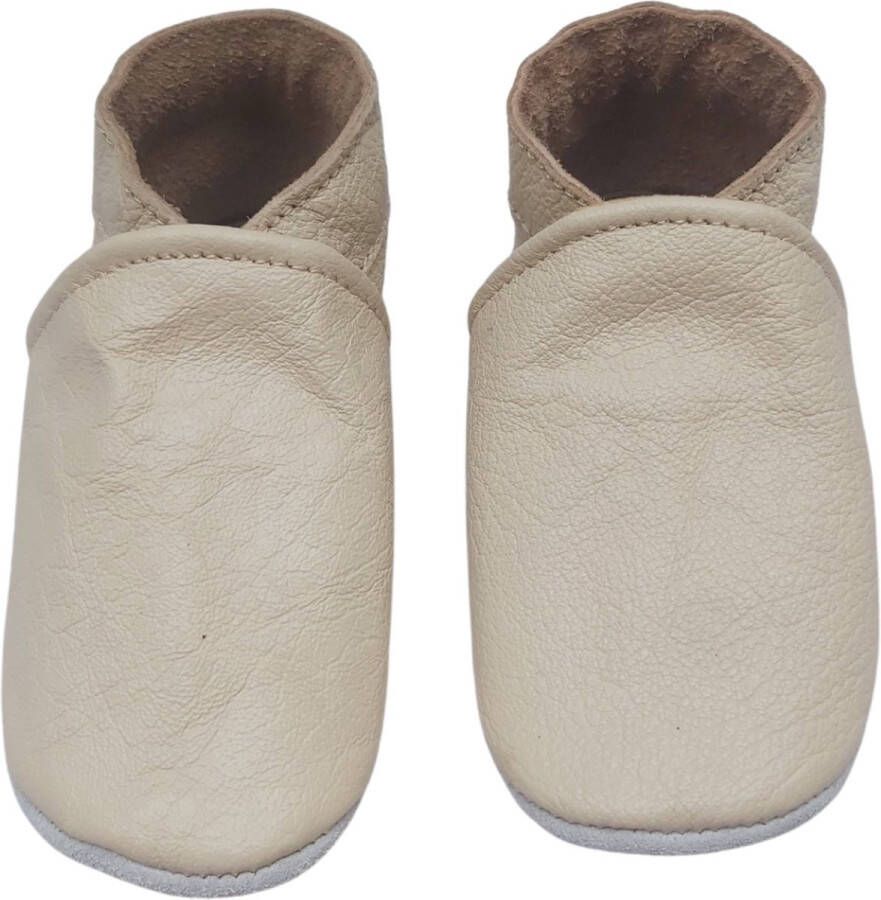 Baby-slofje.nl Cremekleurige effen leren babyslofjes van Baby-Slofje