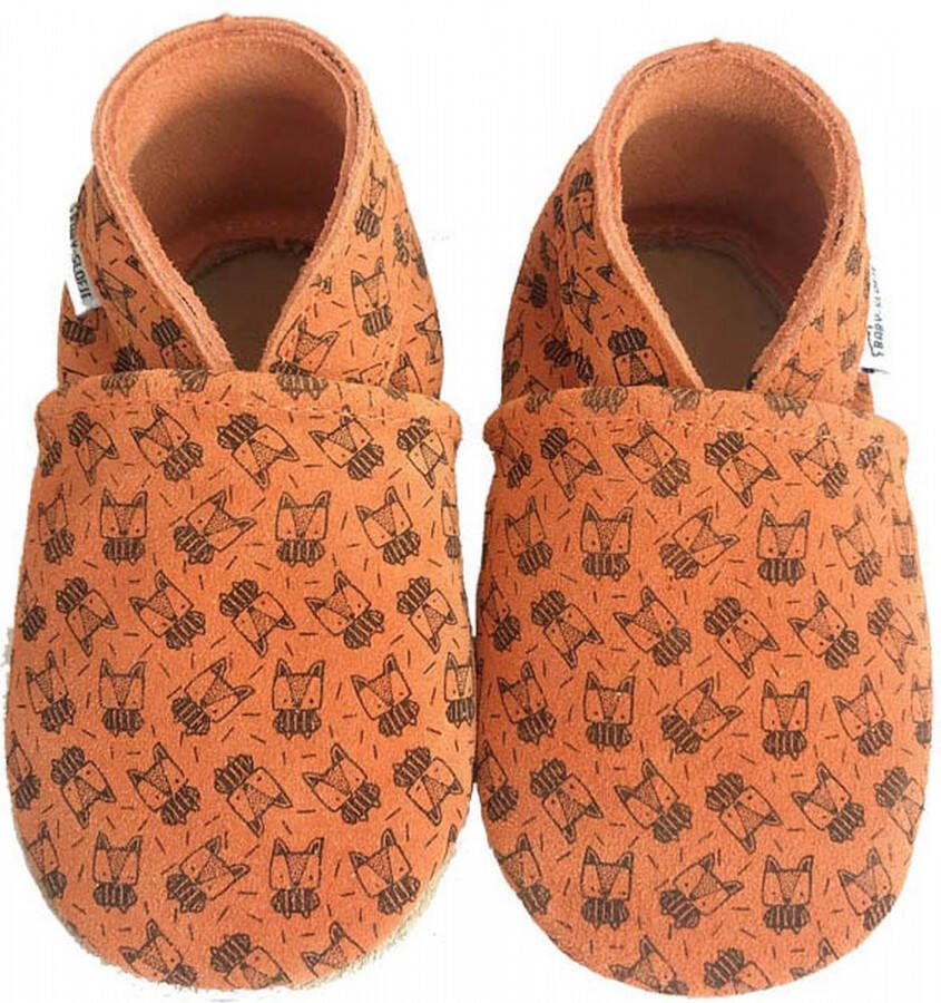 Baby-slofje.nl Donker oranje suede babyslofjes van Wall-Vis