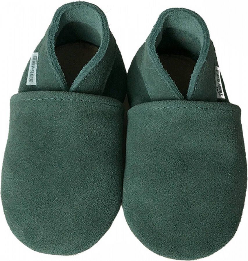 Baby-slofje.nl Donkergroene suede babyslofjes van Baby-Slofje 18-24 maanden