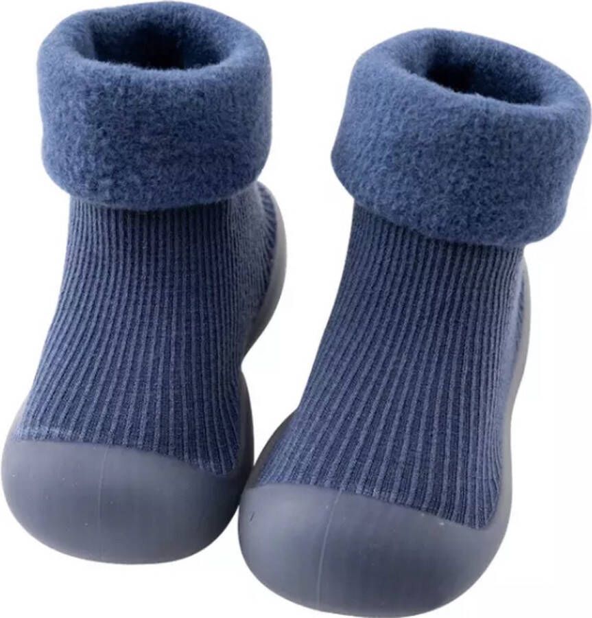 Fleece Anti slip babyschoentjes Sok sloffen Eerste loopschoentjes van Baby Slofje Effen donkergrijs