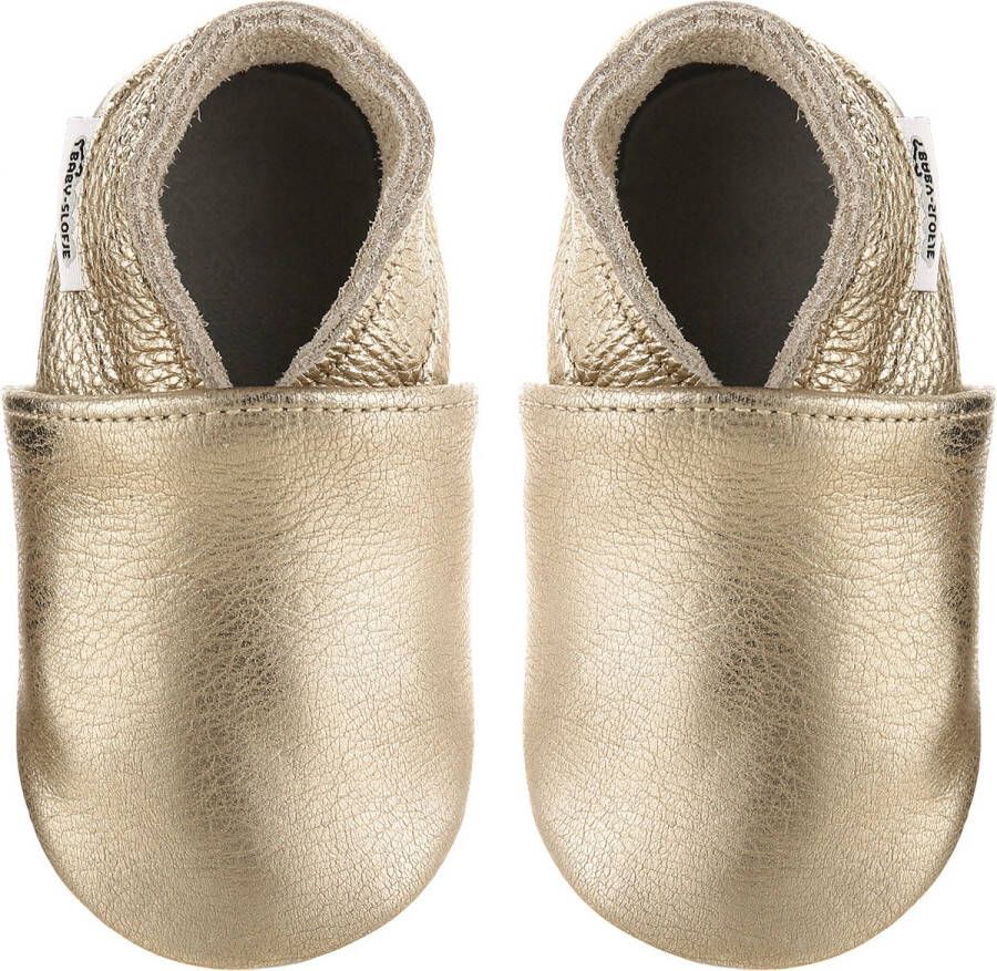 Baby-slofje.nl Goudkleurige effen babyslofjes van Baby-Slofje