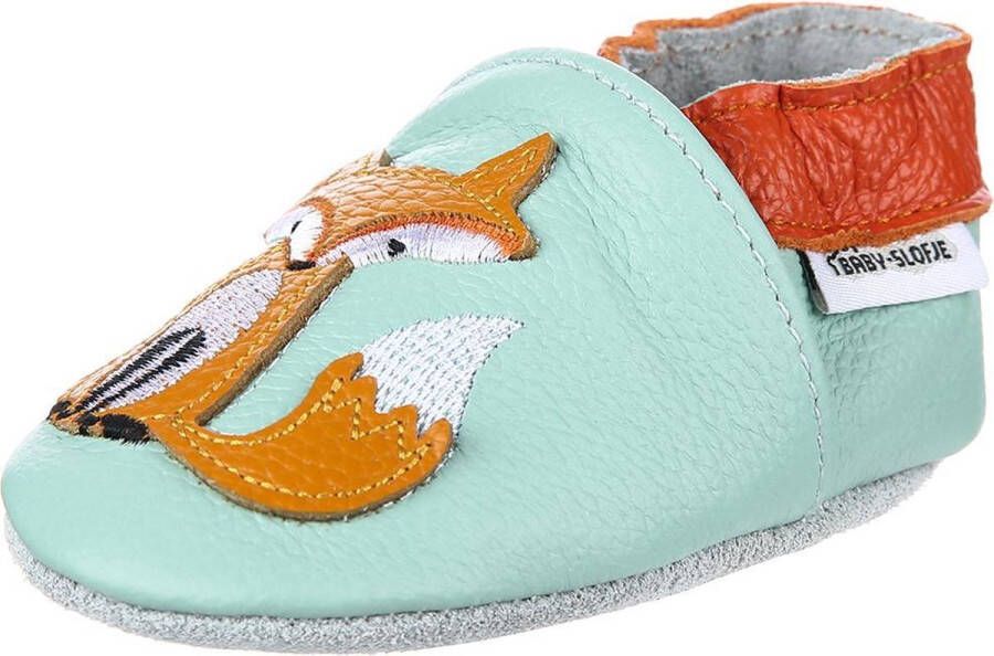 Baby-slofje.nl Groen leren babyslofjes van Baby-Slofje Vos