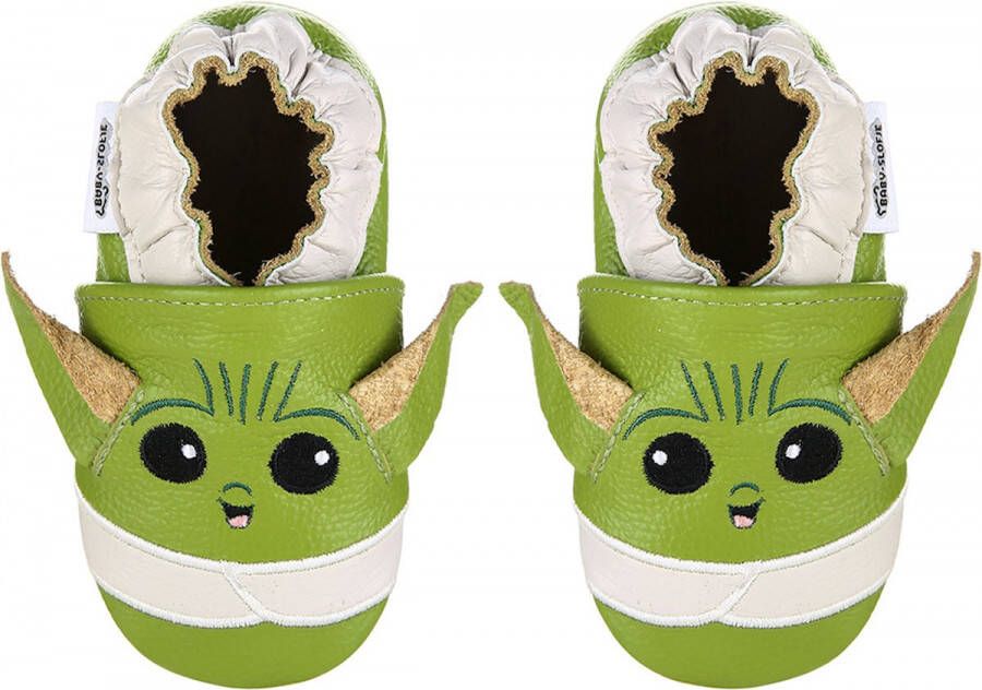 Baby-slofje.nl Groene leren babyslofjes van Baby-Slofje Green Yoda