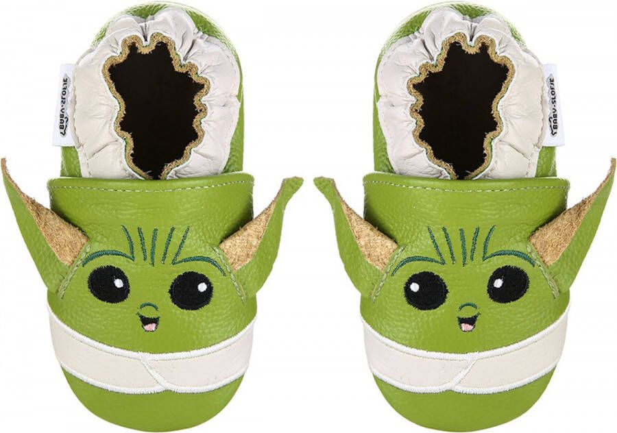 Baby-slofje.nl Groene leren babyslofjes van Baby-Slofje Green Yoda