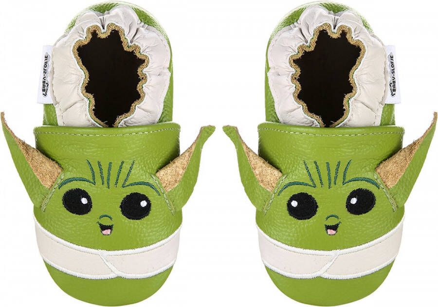 Baby-slofje.nl Groene leren babyslofjes van Baby-Slofje Green Yoda