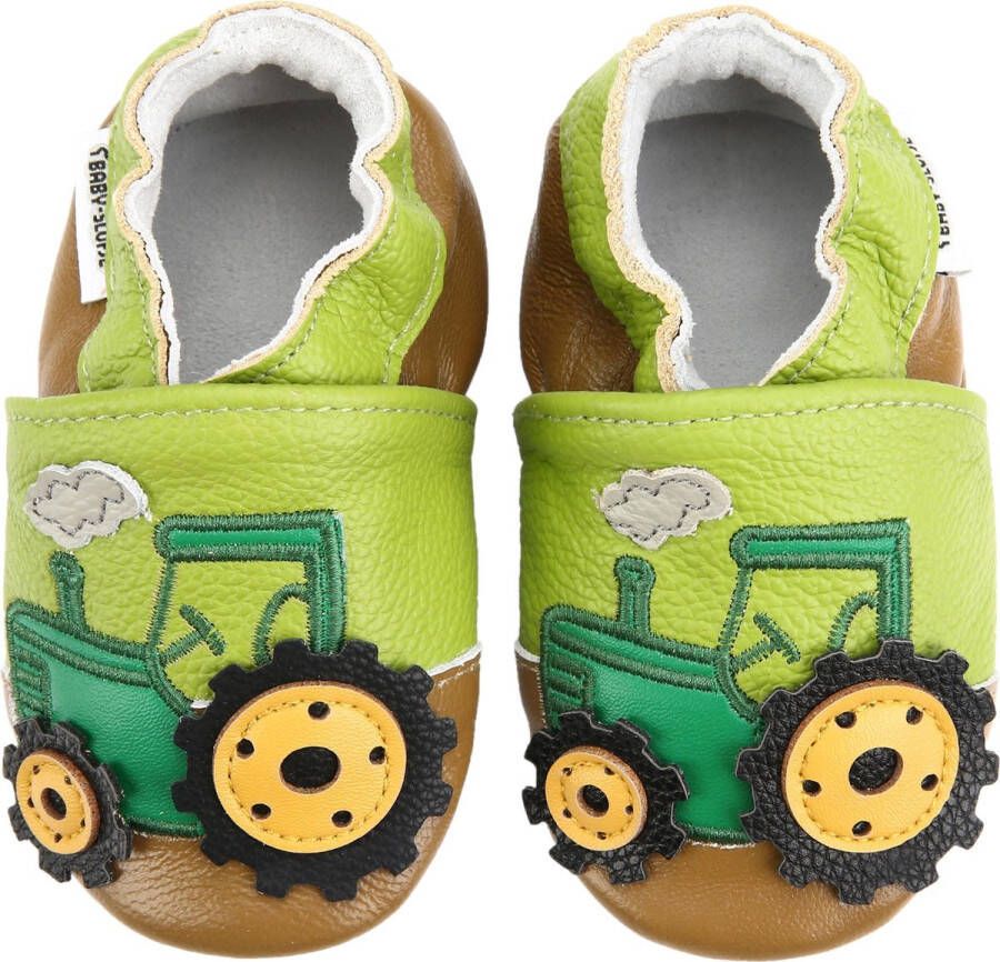 Baby slofje Leren babyslofjes van Baby Slofje Tractor Schoenen