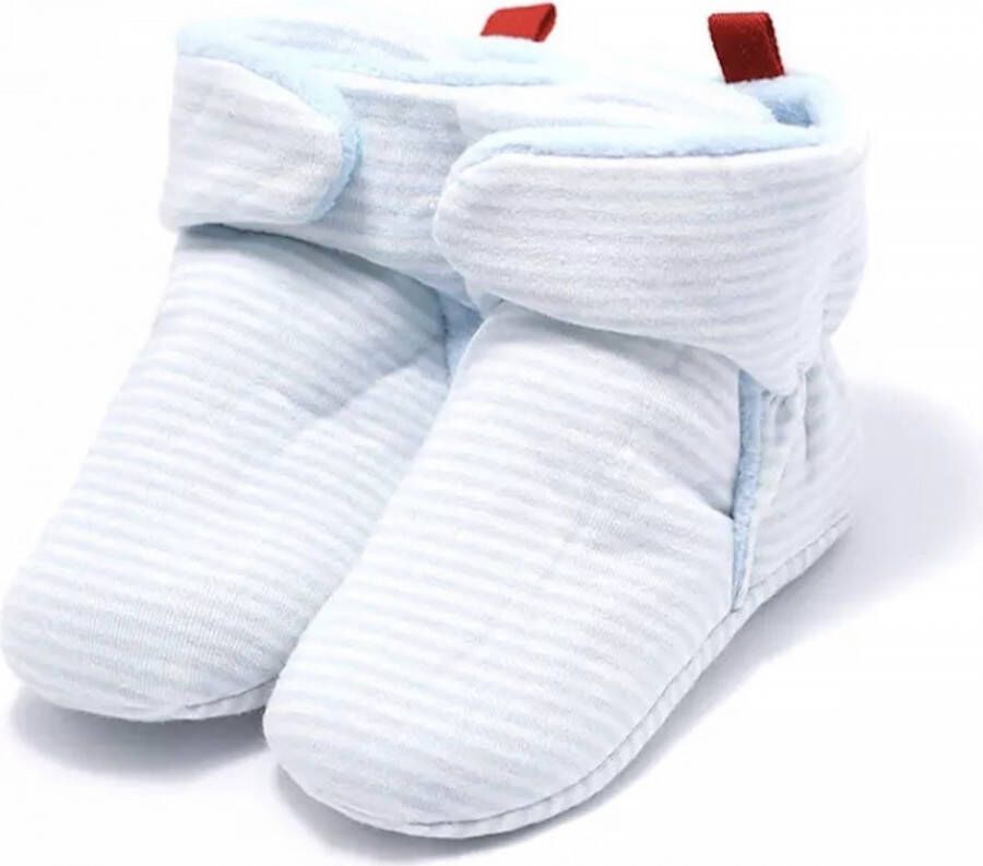 Baby-slofje.nl Lichtblauw gestreepte babyslofjes van Baby-Slofje cm ( 12-18 maanden)