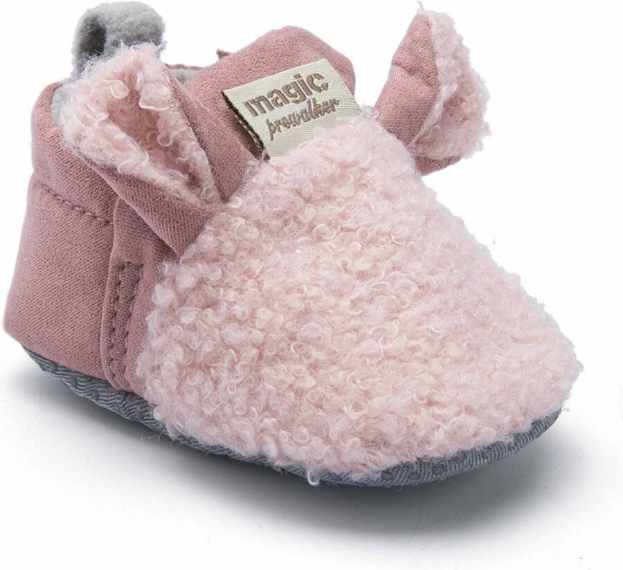 Baby-slofje.nl Roze warme en schattige babyslofjes van Baby-Slofje -12 maanden 12 cm zool