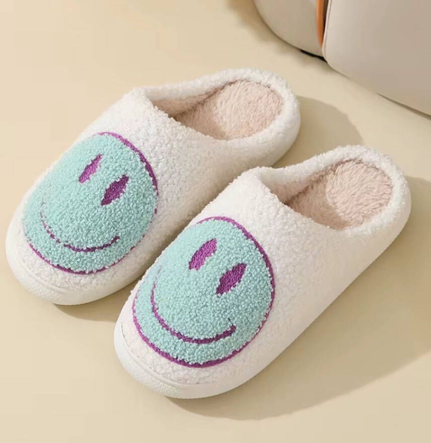Baby-slofje.nl Smiley Pantoffels van Baby-Slofje Smiley Sloffen Pantoffels Sloffen instappers Kinderen Wit Mint