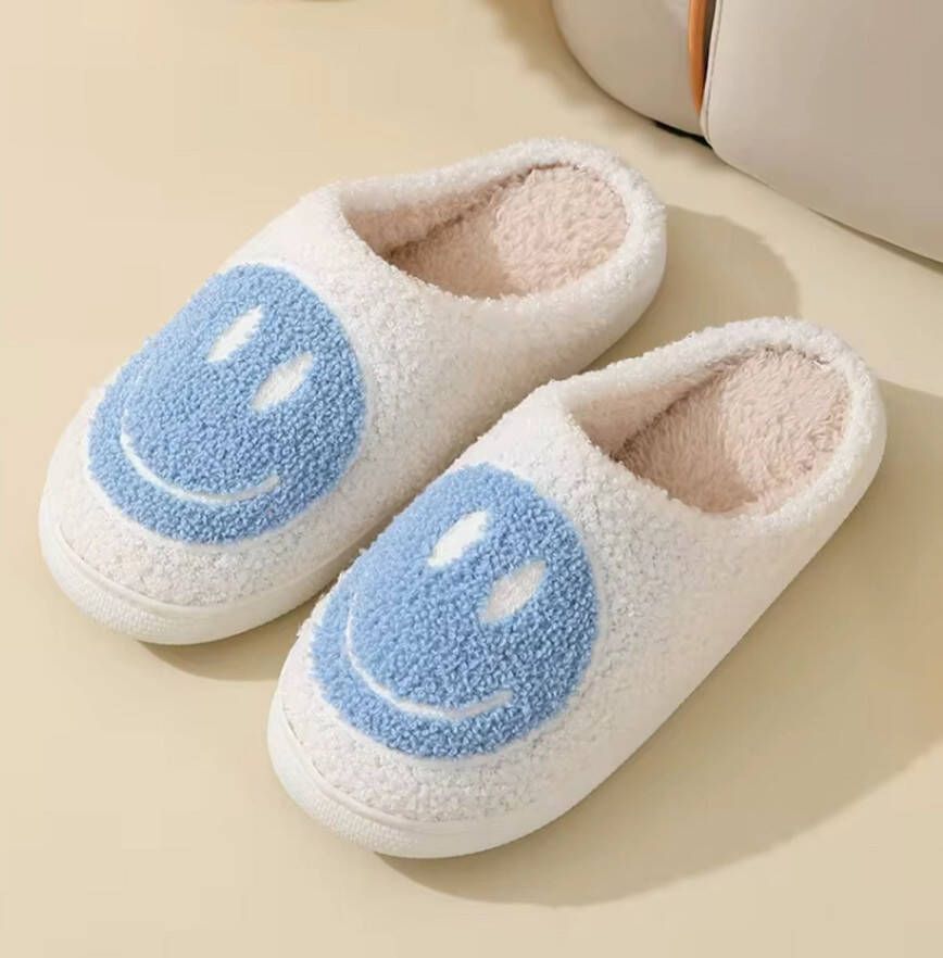 Baby-slofje.nl Smiley Pantoffels van Baby-Slofje Smiley Sloffen Pantoffels Sloffen instappers Kinderen Wit Lichtblauw
