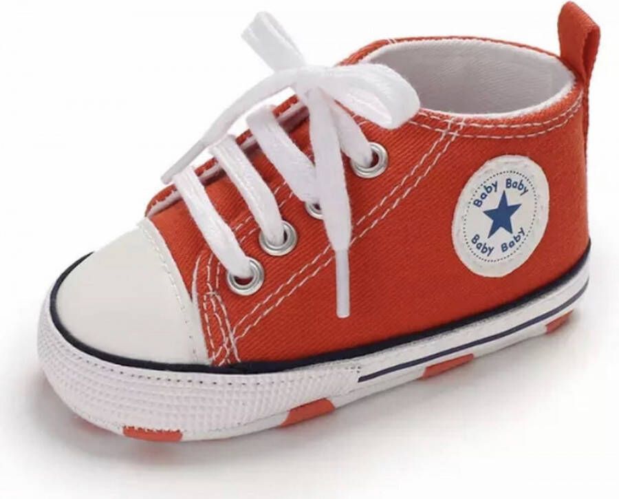 Baby-slofje.nl Stoere Baby Schoenen Babysneakers van Baby-Slofje Rood ( 11cm )