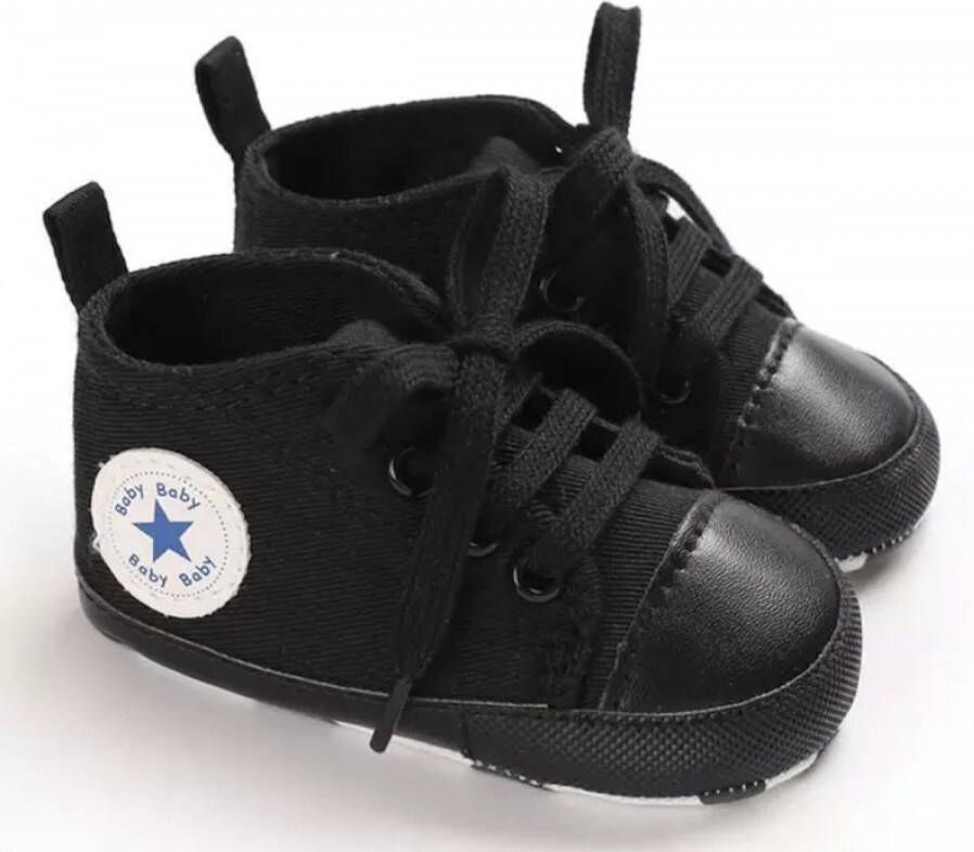 Baby-slofje.nl Stoere Baby Schoenen Babysneakers van Baby-Slofje- Zwart ( 12 cm)