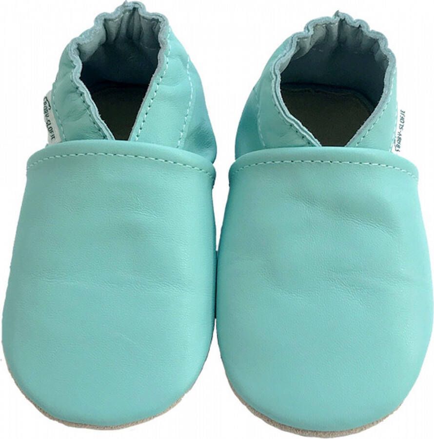 Baby-slofje.nl Turquoise leren babyslofjes van Baby-Slofje