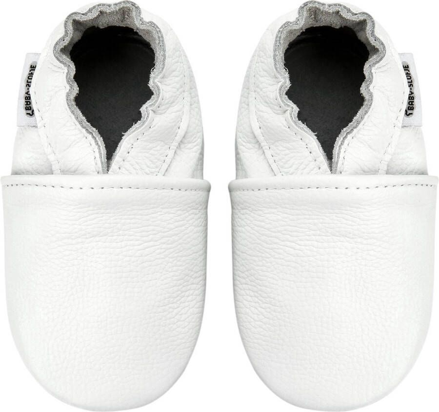 Baby-slofje.nl Witte effen leren babyslofjes van Baby-Slofje