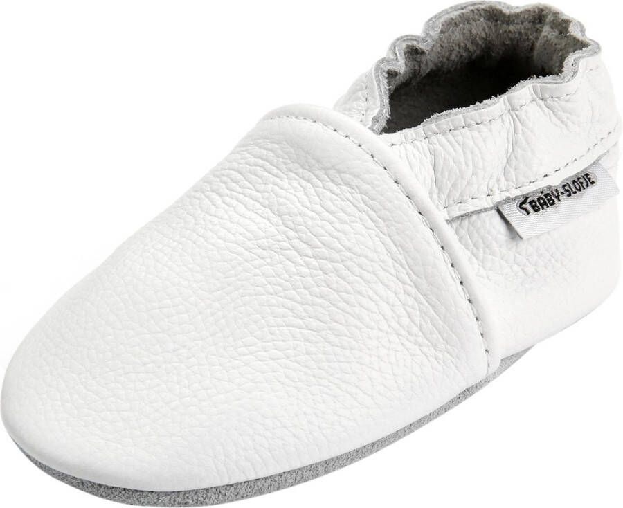 Baby-slofje.nl Witte effen leren babyslofjes van Baby-Slofje