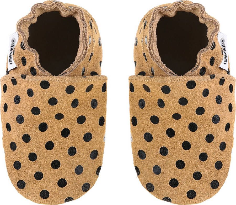 Baby-slofje.nl Zandkleurige suede babyslofjes met stippen van Baby-Slofje 18-24 maanden - Foto 1
