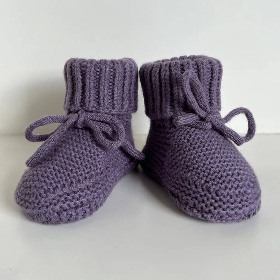 BabyRoomBoom Baby slofjes Merino Wol met chette Paars