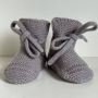 BabyRoomBoom Baby slofjes Merino Wol met Veter Parelgrijs - Thumbnail 2