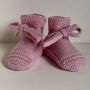 BabyRoomBoom Baby slofjes Merino Wol met Veter Zachtroze - Thumbnail 1