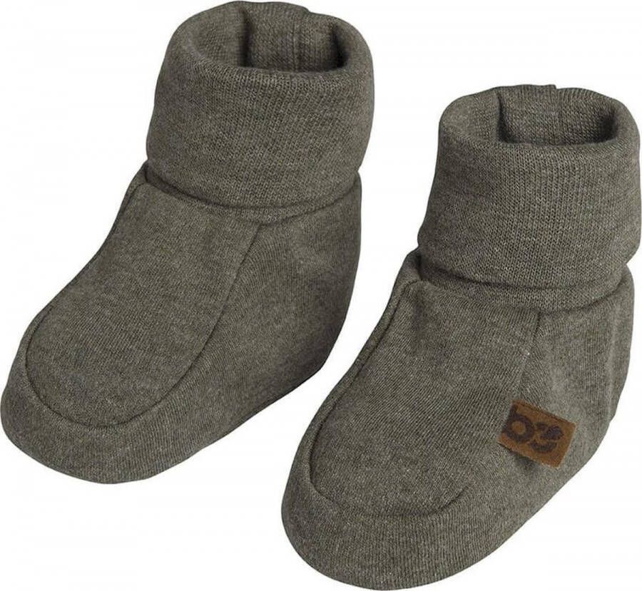 Baby's Only Slofjes Melange Khaki 0 3 mnd 100% ecologisch katoen GOTS