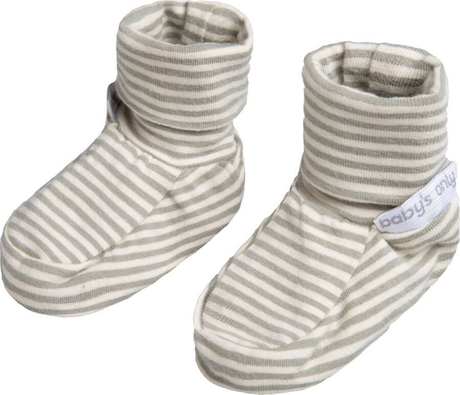 Baby's Only Slofjes Stripe Baby Schoentjes Baby Sokjes Urban Green 100% ecologisch katoen GOTS