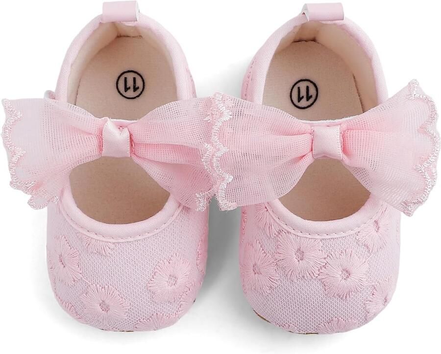 Babyschoenen voor meisjes ballerinaschoenen loopschoenen doopschoenen met strik PU-leder