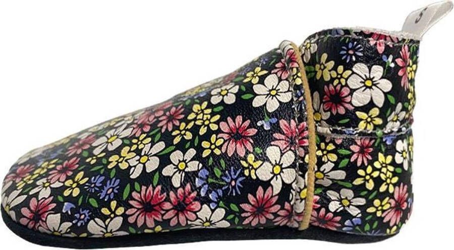 Babysteps leren babyslofjes met bloemenprint Zwart Meisjes Leer Bloemen 22 23