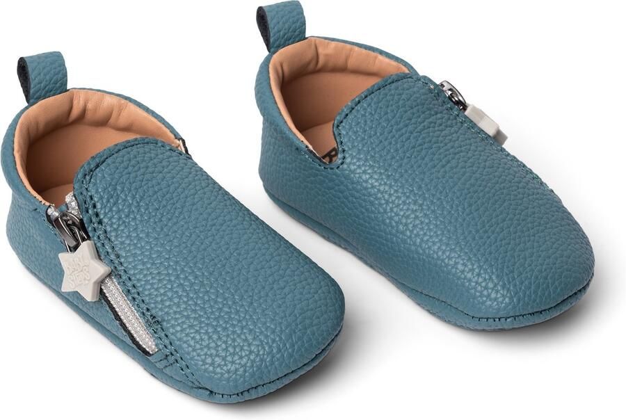 BabySteps NOX Eerste Loopschoentjes Petrol Blue– Leer Licht & Flexibel Antislip Zool Voor Binnen & Buiten Ritssluiting Blauw