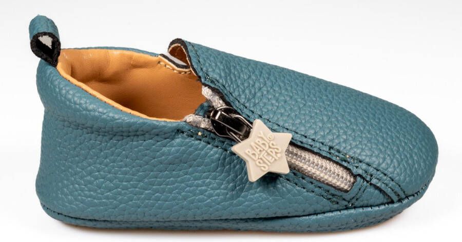 BabySteps Nox Petrol Blue Leren Babyschoentjes met Antislip Zool Eerste Stapjes Binnen en Buiten Blauw