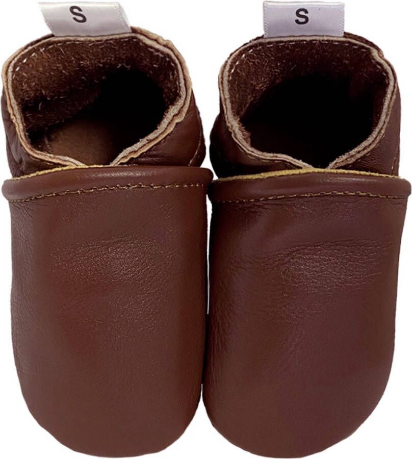 Babysteps leren babyslofjes donkerbruin Leer Effen 20 21