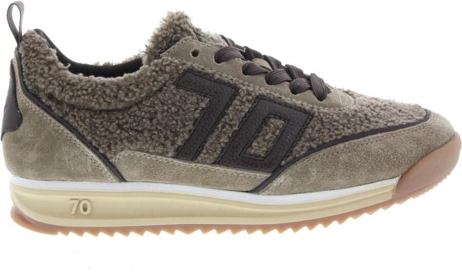 BACK70 Lage Sneakers Dames Jogger Teddy Leer Bruin